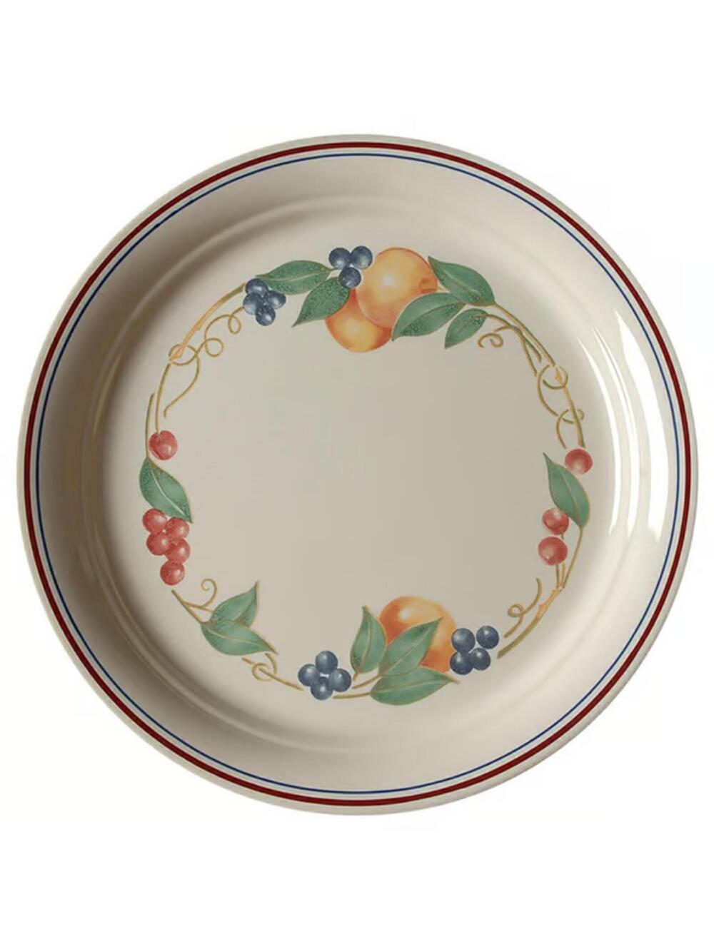 Four Abundance 10" dinnner plates by Corelle Vintage Fruit Pattern, excellent